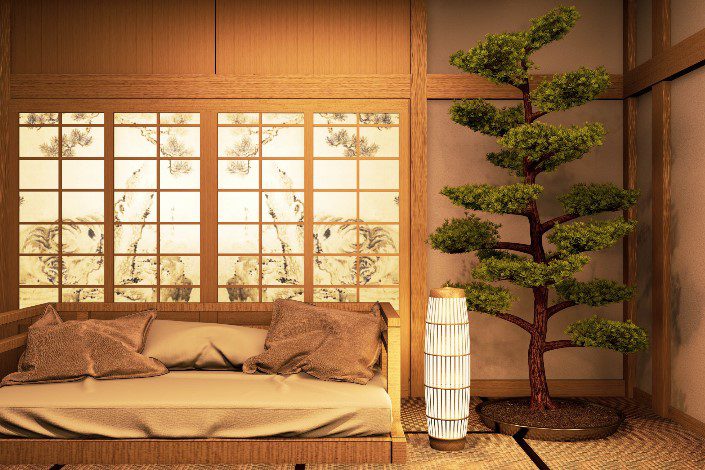 Спальня в японском стиле минимализма