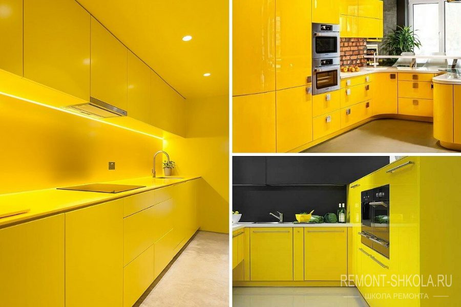 Кухня желтого цвета фото